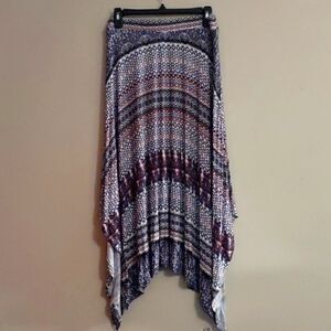 Cato Women's Size M Boho Ethnic Skirt Red Cream‎ Blue Black Handkerchief Pull On